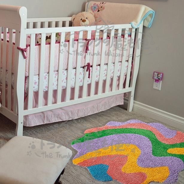 ラグ 絨毯 カーペット ふわふわ 波 幾何学模様 抽象的 洗濯機で洗える 95×95 カラフル なみなみ ラウンド 円 滑り止め リビング 寝室 CCDT1031p036