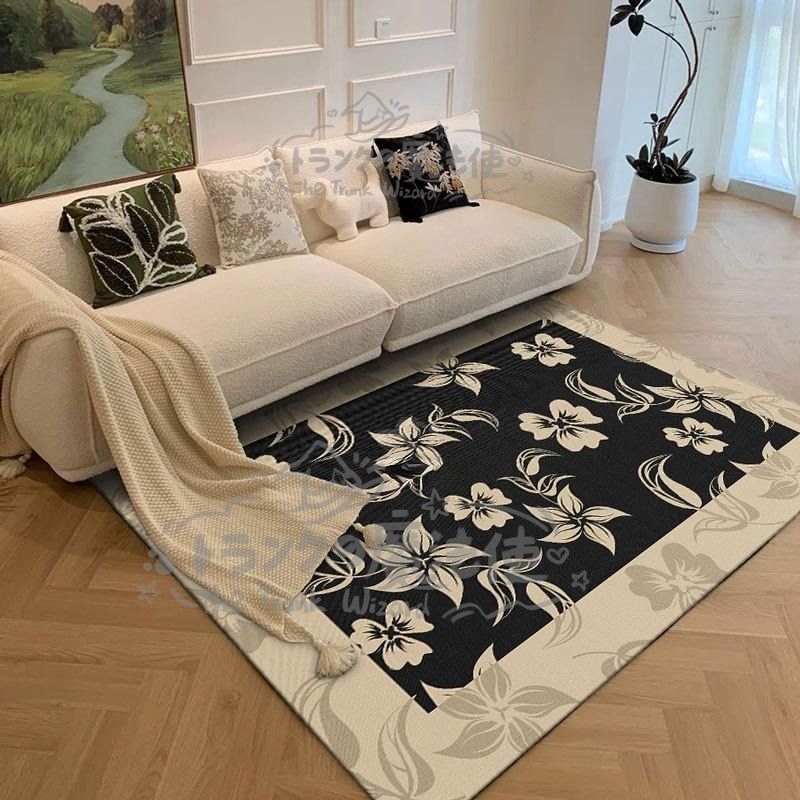 ラグマット 花柄デザイン 洗える 滑り止め おしゃれ インテリア リビングルーム ベッドルーム カーペット ループパイル フレンチスタイル CCDT1031p076