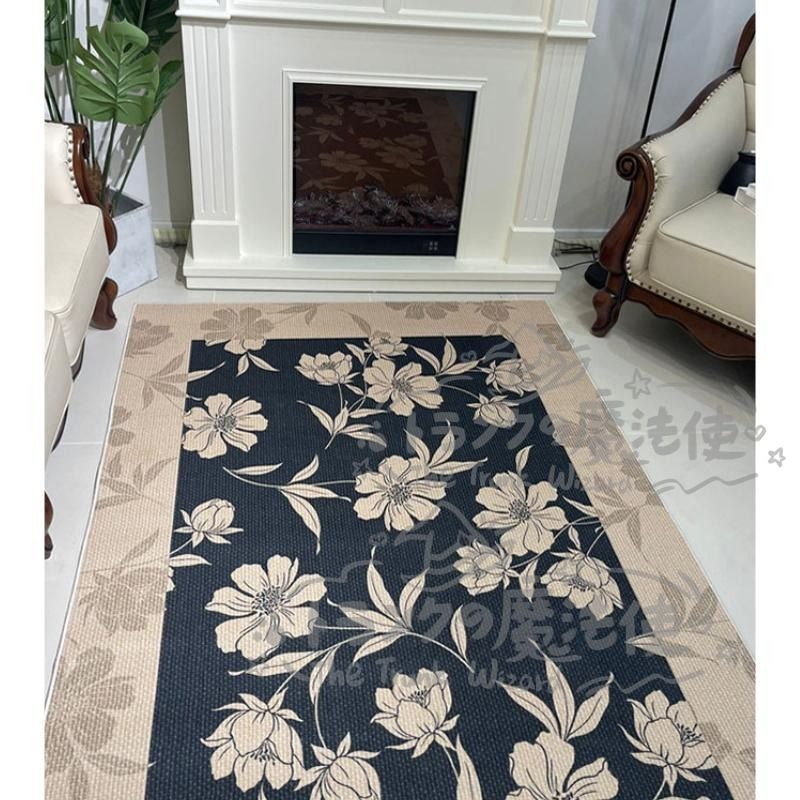 ラグマット 花柄デザイン 洗える 滑り止め おしゃれ インテリア リビングルーム ベッドルーム カーペット ループパイル フレンチスタイル CCDT1031p076