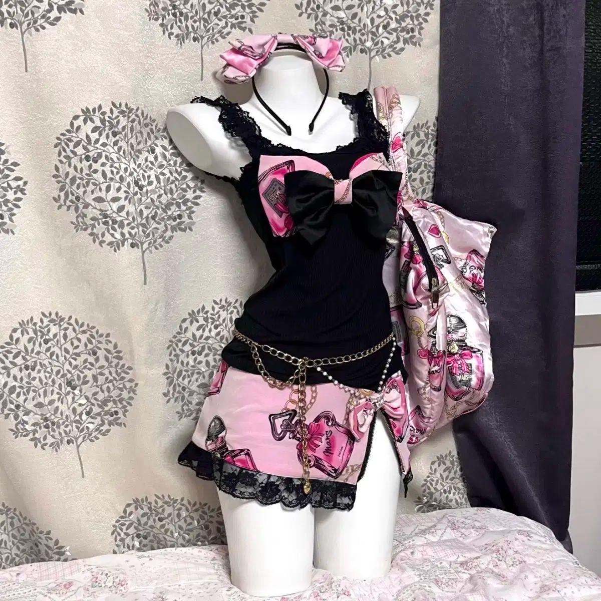 MA RS マズ アゲハ ピンク Perfume サテン BIG バッグ ピン 姫ギャル 必須アイテム