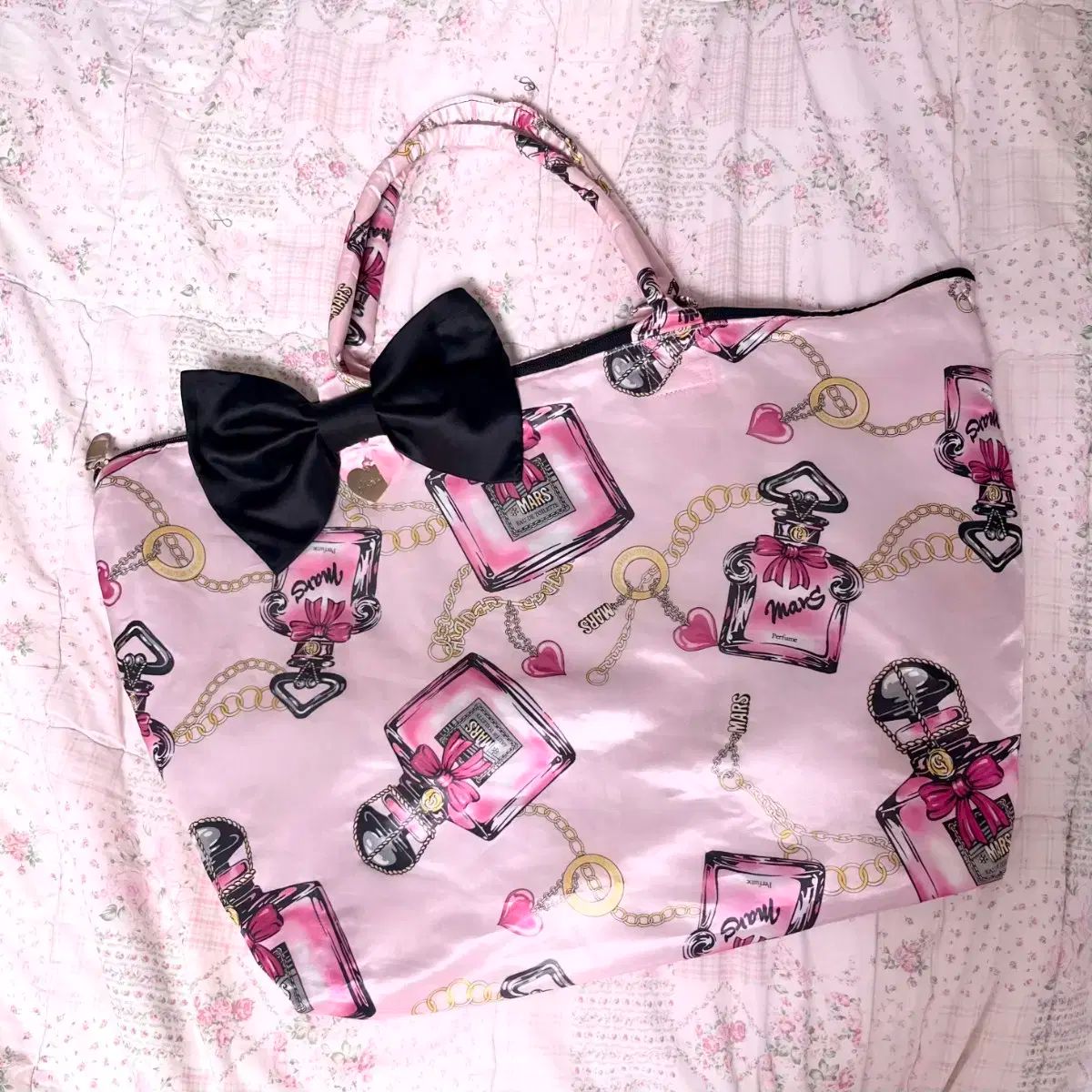 MA RS マズ アゲハ ピンク Perfume サテン BIG バッグ ピン 姫ギャル 必須アイテム