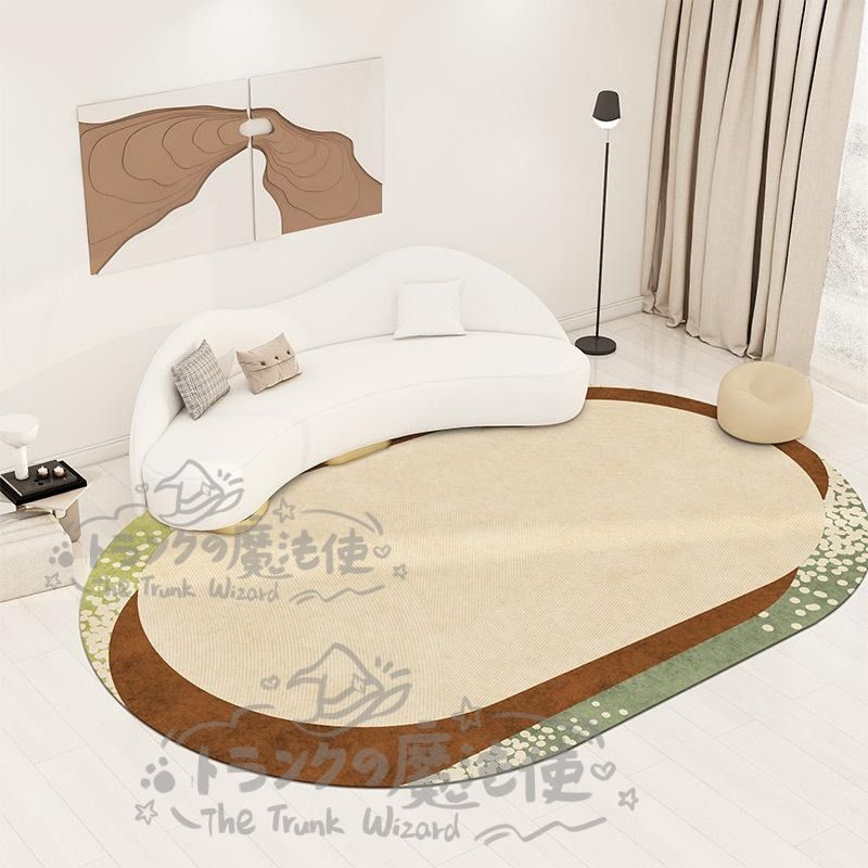 カーペット 楕円形 スエード調 生地 おしゃれ インテリア 北欧 ラグ フロアマット オーバーロック加工 滑り止め リビング 250x200 300x200 CCDT1031p050
