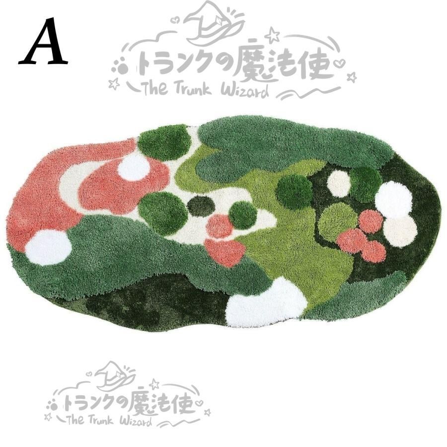 苔 花 ラグ 絨毯 カーペット 洗濯機で洗える 100×180 滑り止め ピンク ブルー リビング ダイニング 玄関マット 寝室 ベッドサイド CCDT1031p037