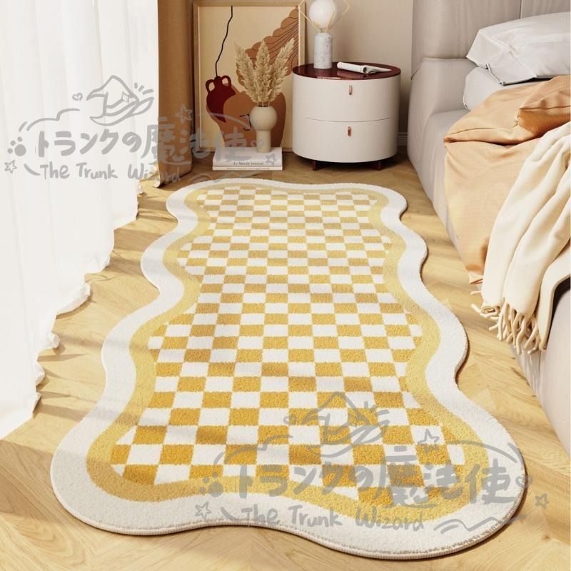ラグマット カシミヤ調 ブロックチェック 洗える 滑り止め イエロー ピンク オレンジ カーペット おしゃれ インテリア リビング 寝室 CCDT1031p095