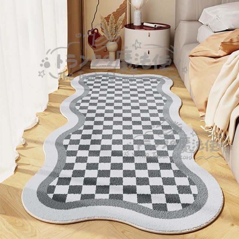 ラグマット カシミヤ調 ブロックチェック 洗える 滑り止め グレー グリーン ブラウン カーペット おしゃれ インテリア リビング 寝室 CCDT1031p097