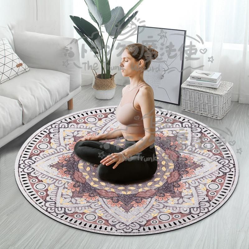 ヨガ マット 曼荼羅 マンダラ カラフル ヨガマット 厚手 円形 大判 おしゃれ インテリア 柄 室内マット ラウンド 滑り止め ケース付 CCDT1031p010