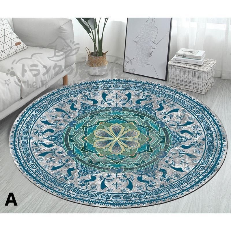 ヨガ マット 曼荼羅 マンダラ ヨガマット 厚手 円形 大判 おしゃれ インテリア 柄 室内マット ラウンド 滑り止め ケース付 ブルー ピンク CCDT1031p002