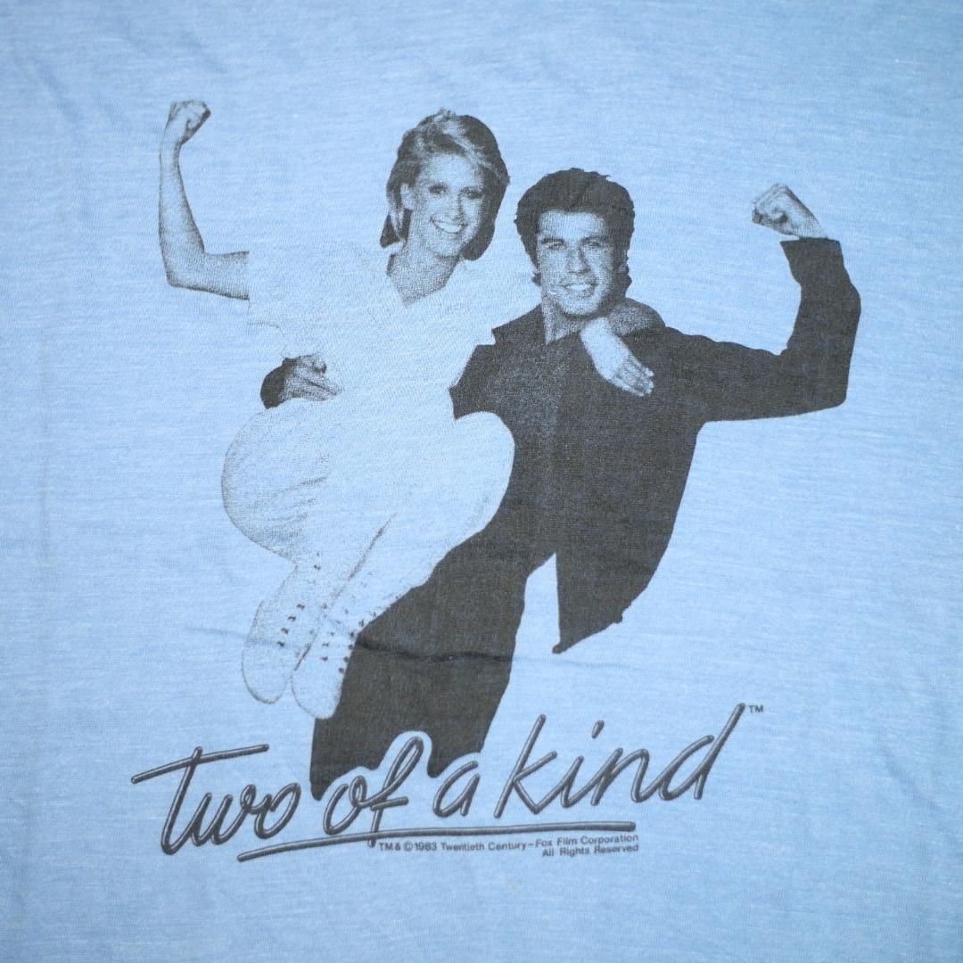 L 80s 映画 TWO OF A KIND セカンドチャンス Tシャツ ジョンハーツフェルド ジョントラボルタ オリビアニュートンジョン パトリックウィリアムズ グリース Grease
