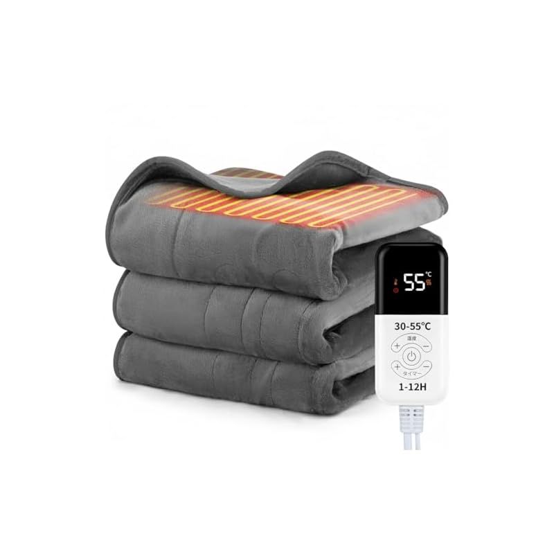電気毛布 掛け敷き兼用 洗える 180×130cm ダブルサイズ 冬新モデル 30-55℃精密温度調節 1-12時間切タイマー 敷き 掛け 英国製両面フランネル ふんわりやわらか ピリング防止 1分速暖 ダニ対策 ひざ掛け 毛布 電気ブラ