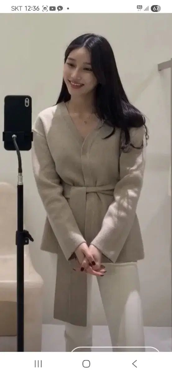 シエsie リーベルト付き カーディガン オートミール F