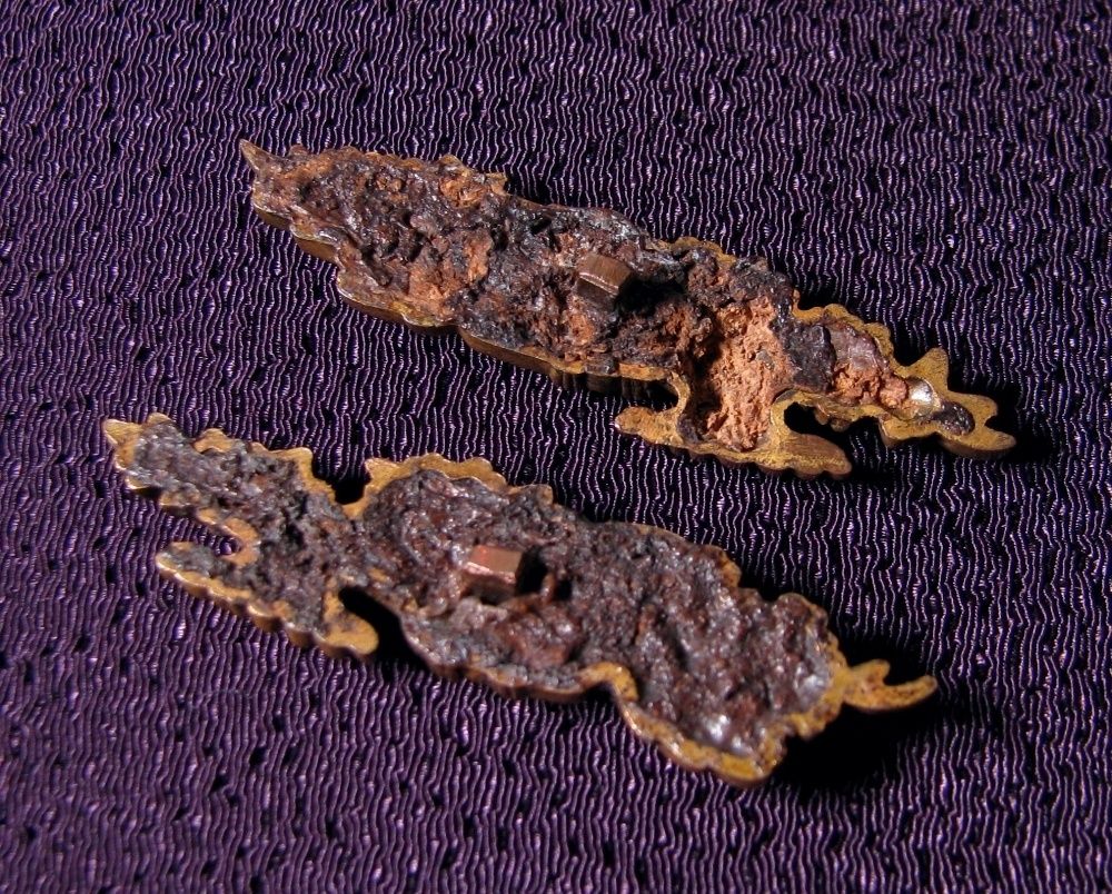 時代 拵金具一作 銀地 4点 刀装具