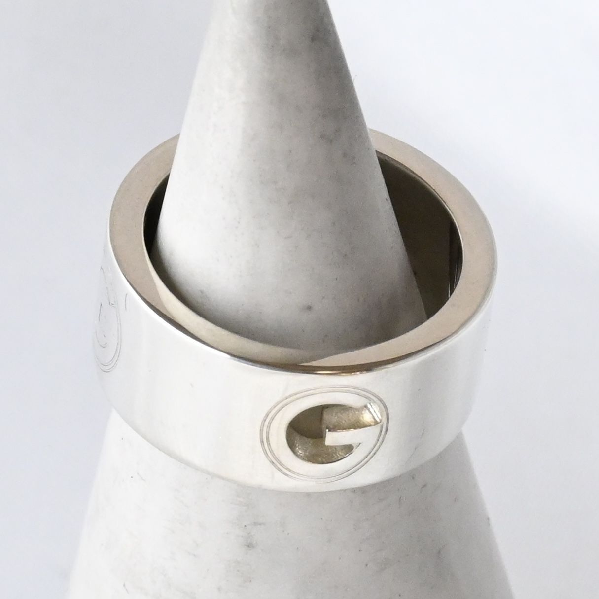 研磨済 GUCCI Gロゴ カットアウト リング サイズ8 Ag925 指輪 グッチ