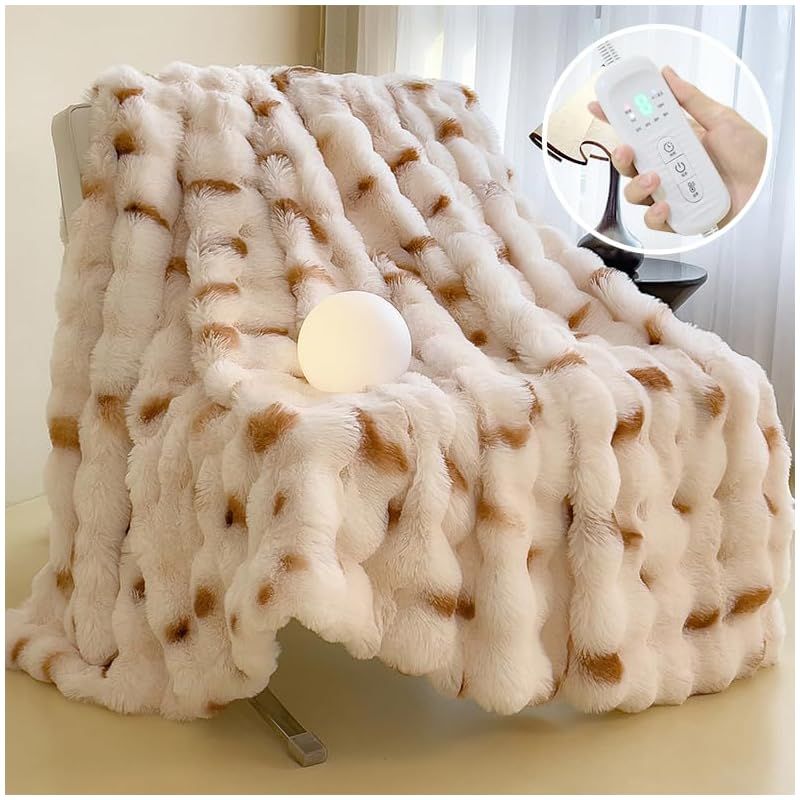 電気毛布 敷き 掛け敷き兼用 表面兎毛調 裏面コットン調 190x130cm 特大サイズ ダニ退治 電気ブランケット 8段温度調節 1-10Hタイマー付き 90W 速暖 電気掛け毛布 ふわふわ 省エネ 過熱保護 防寒対策 洗濯機丸洗い 暖房器具 寝具