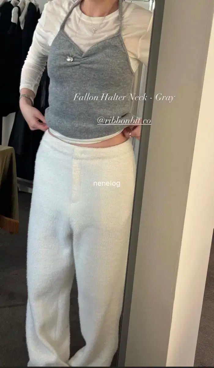 リボンビト リー リボン 빛 Fallon Halter Neck - Gray