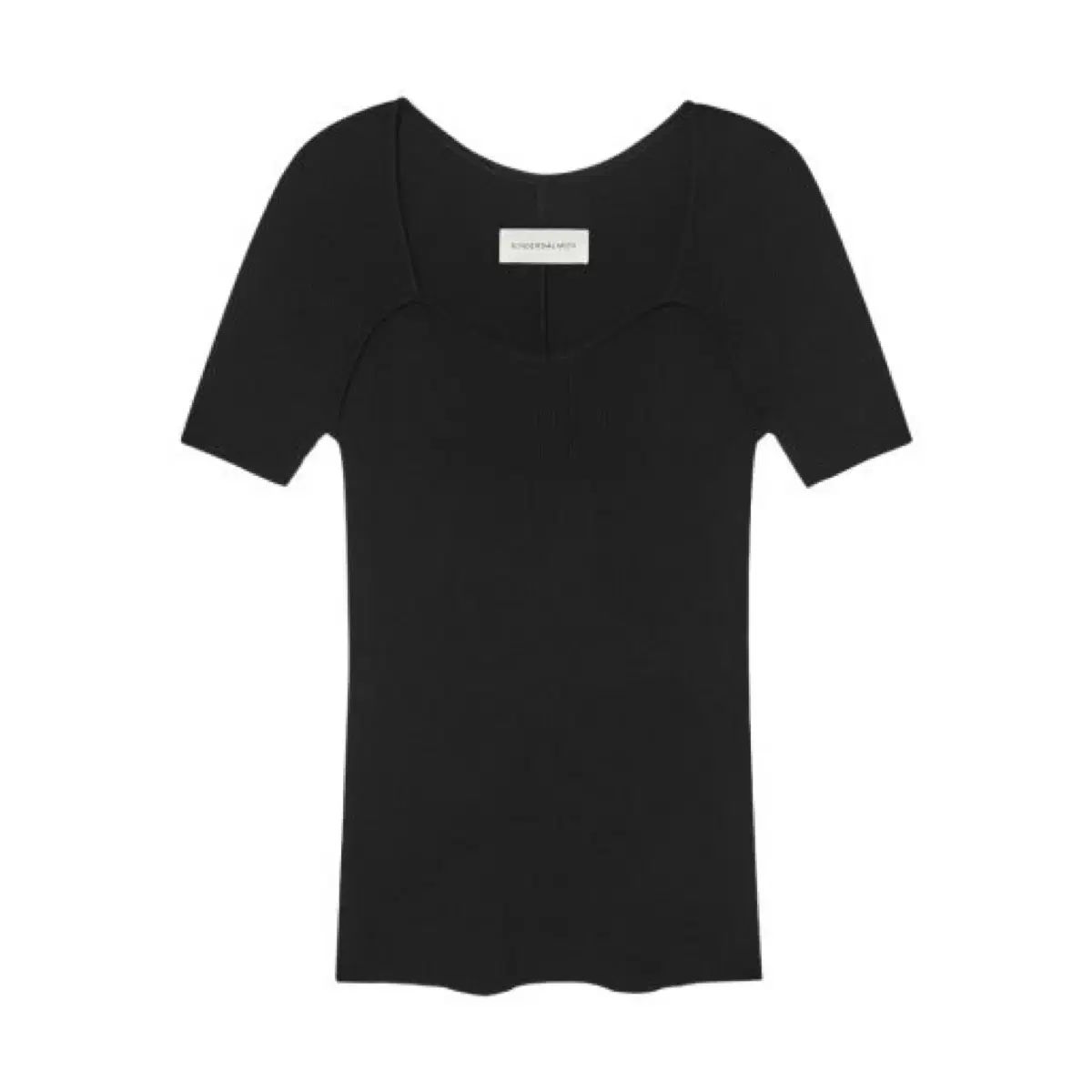 キンダーサルモン ハートシェイプド ネック ハーフ ニット トップス