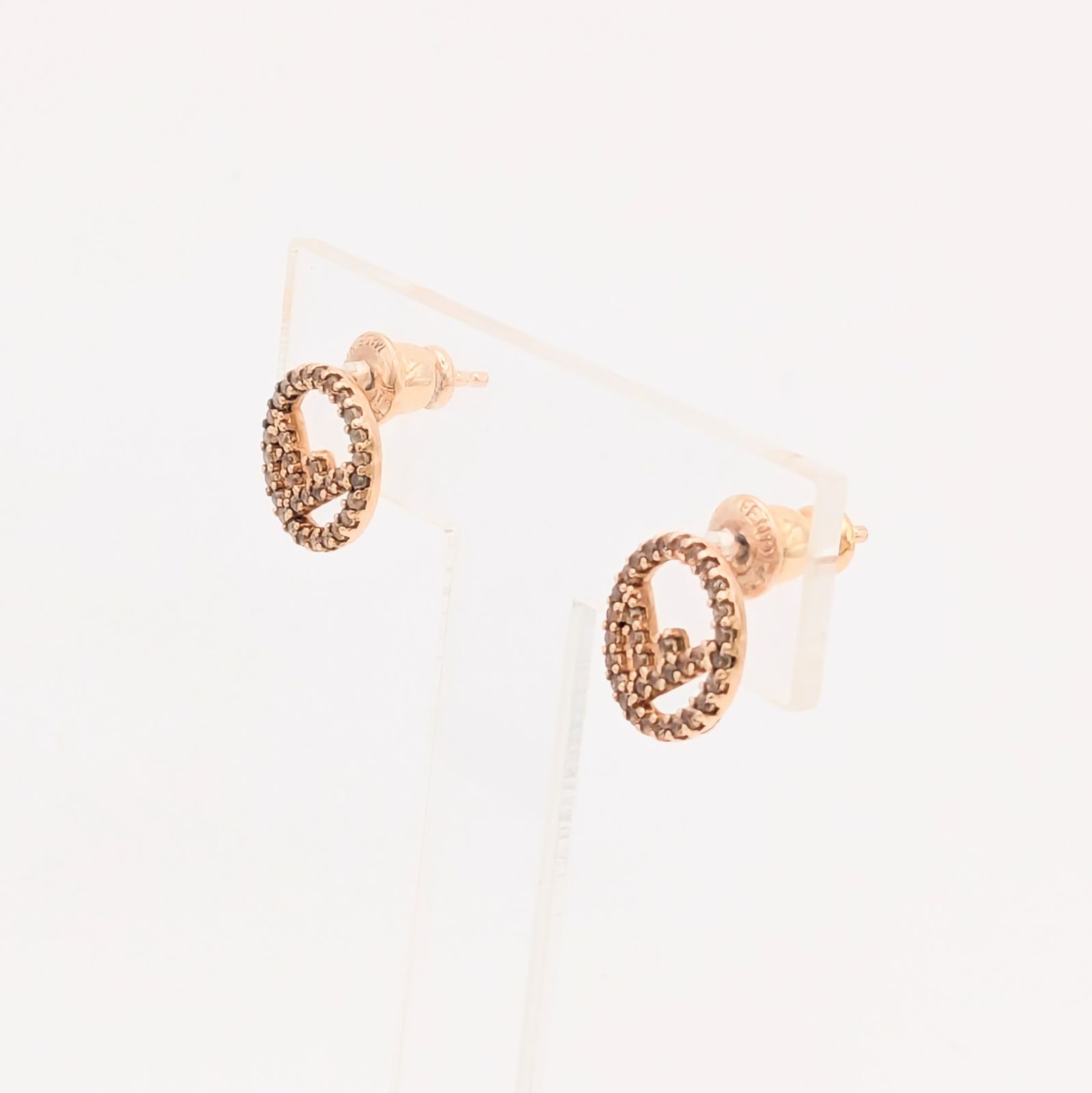 FENDI フェンディ エフイズ ピンクゴールド ラインストーン ピアス
