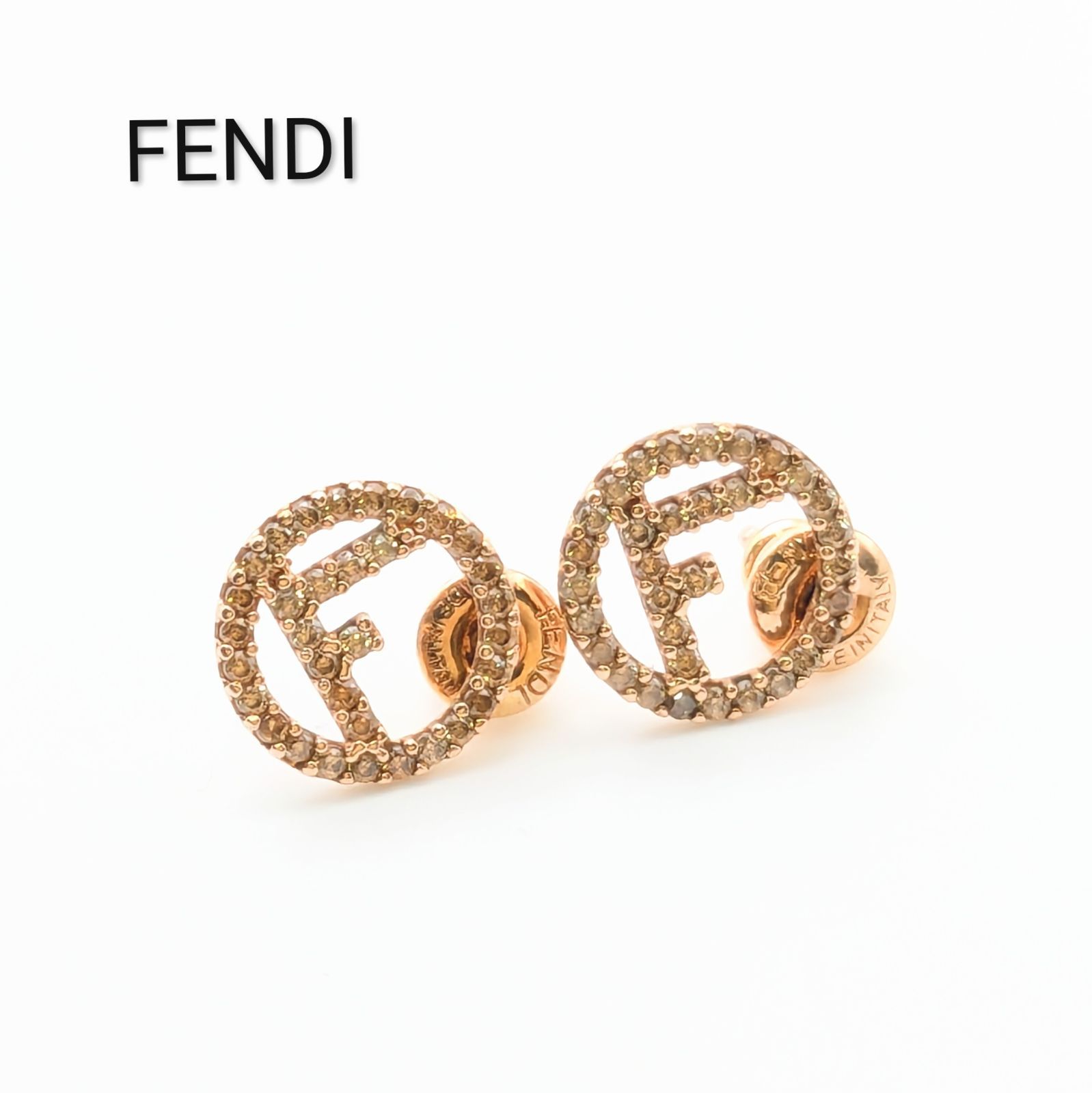 FENDI/フェンディ  エフイズフェンディ ラインストーン ＧＰ ピアス ゴールド レディース ブランド FENDI フェンディ エフイズ ピンクゴールド ラインストーン ピアス
