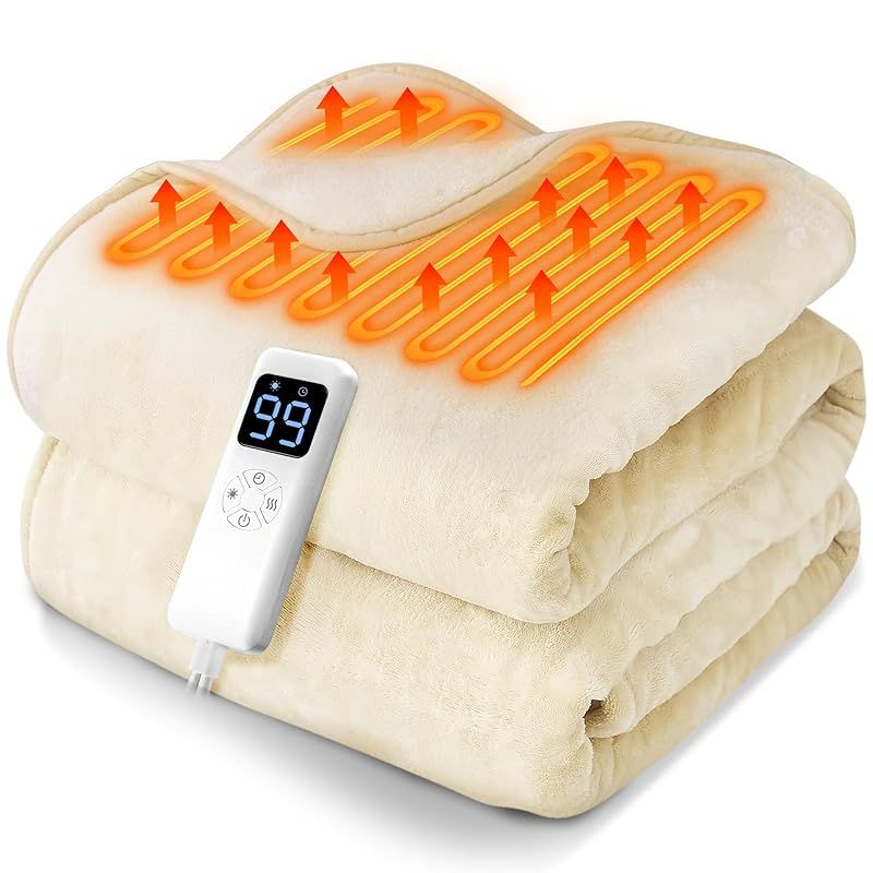 Mlistry 電気毛布 敷き 掛け兼用 驚きの省エネ暖房 電気ひざ掛け 速暖 140×80CM 9段階温度調整 電気ブランケット 丸洗い可 ダニ退治 ランネル素材 柔らかい 両面使え タイマー付き 自動オフ 過熱保護 防寒対策 暖房器具
