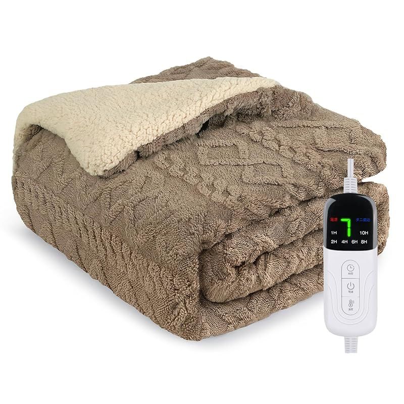 Heshare 電気毛布 掛け敷き兼用 160 130cm 速暖 7段階温度調整 1-10時間タイマー付き 厚手生地 洗える 電気ブランケット ふわふわ 省エネ ダニ退治 過熱保護 抗菌 防臭 洗濯 防寒対策 暖房器具 PSE認証済み 日本語取扱