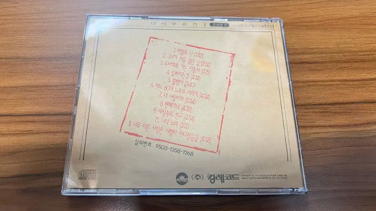 キム グァンソク もう一度歌って II CD 1995 年 早い