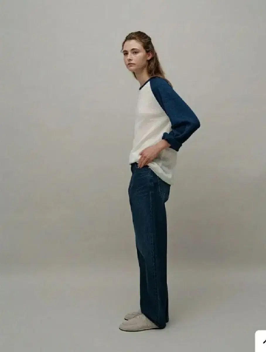 ラグランニット ブルー