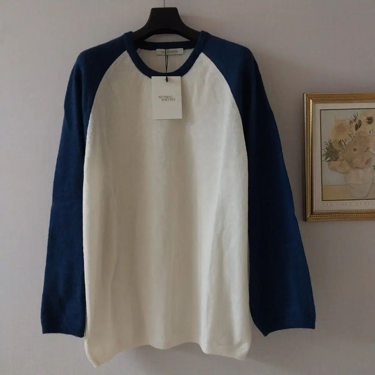 Nothing Written ラグランニット ブルー ホワイト 17 9万円