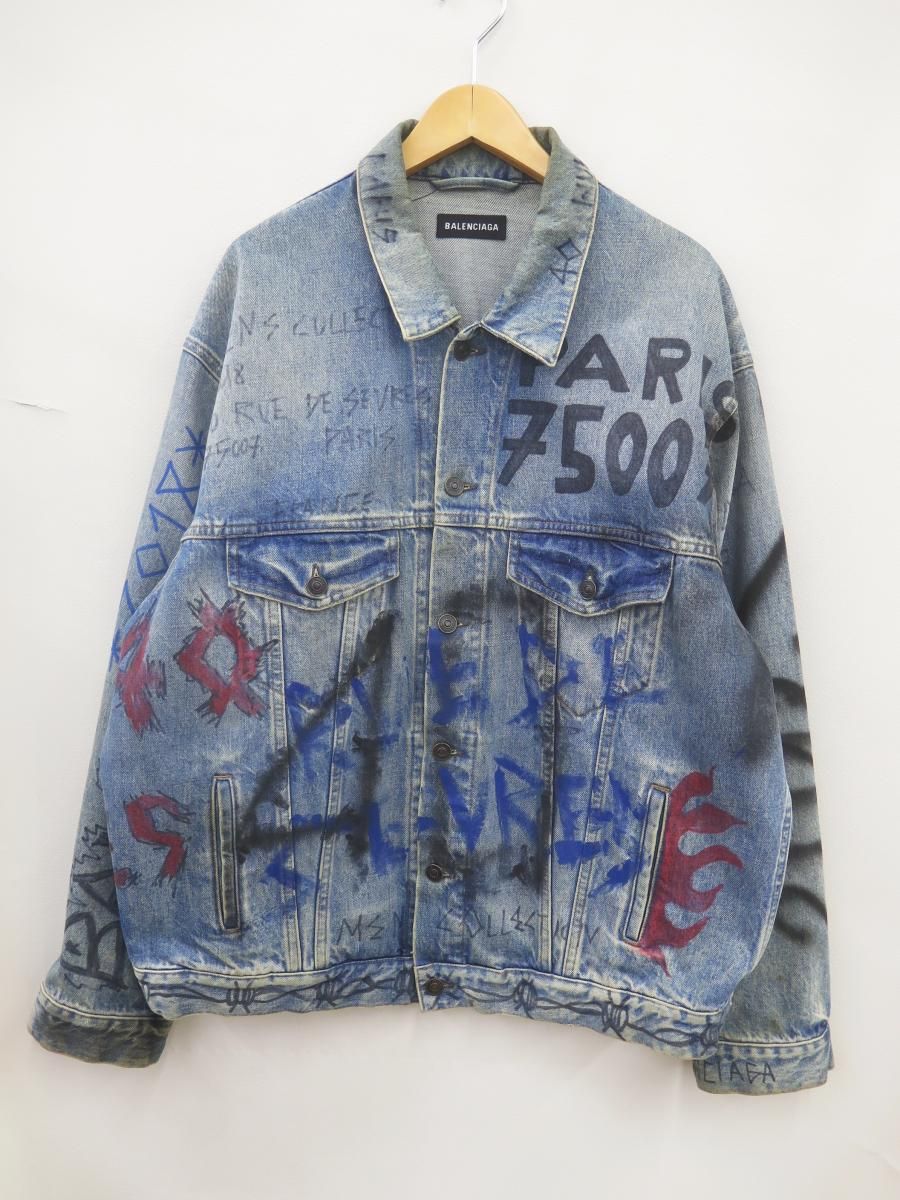 BALENCIAGA 534556 18AW GRAPHIC DENIM JACKET デニムジャケット 48