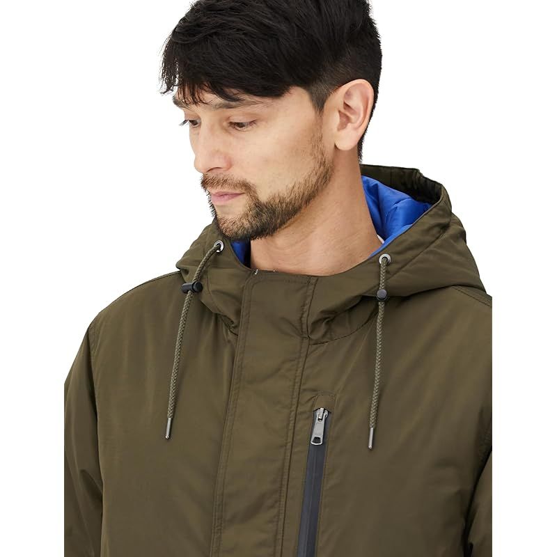 Essentials Outer 16箇所の収納ポケット付き パーカーコート 撥水 パファー メンズ オリーブ L Regular