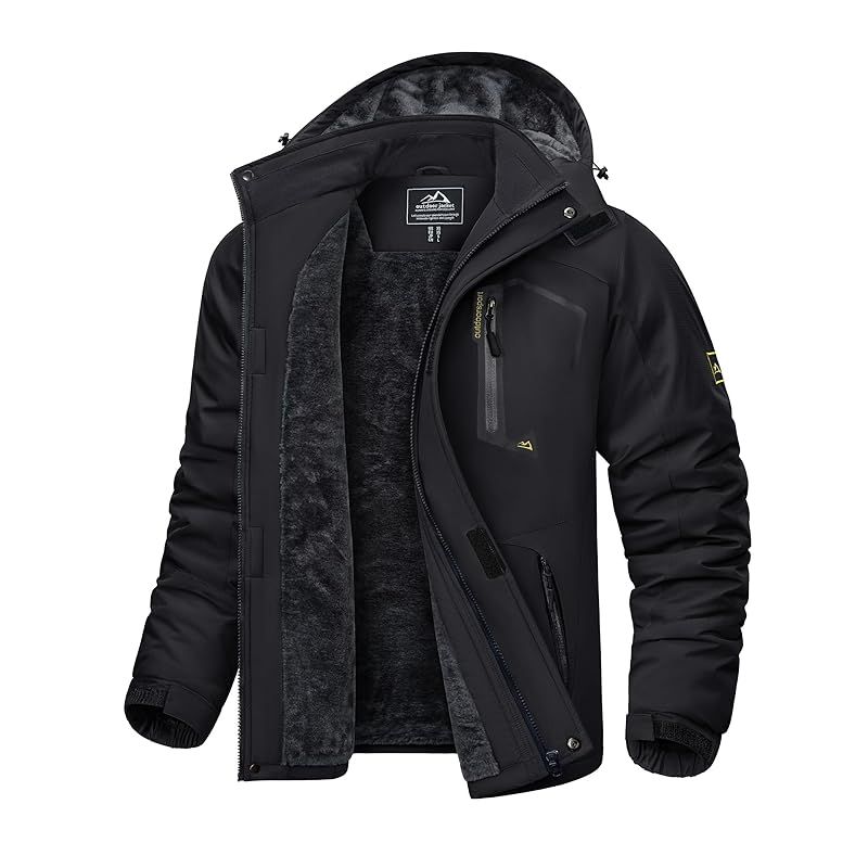 KEFITEVD ジャケット メンズ 冬 バイクジャケット 防寒着 防水 登山服 釣り 防寒着 作業着 防風 アウター 裏ボア マウンテンジャケット 冬服 黒 ブラック JP XL