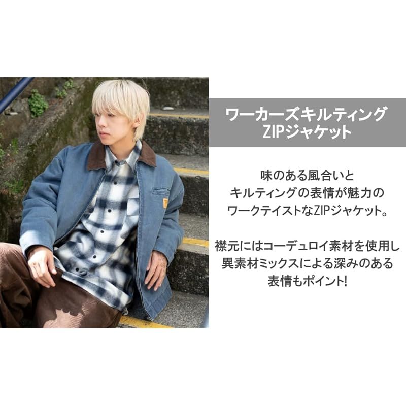 ウィゴー ワーカーズ キルティング ZIP ジャケット アウター ワークジャケット 登山 アウトドア キャンプ ゆったり 古着 ストリート 服 秋服 冬服 ギフト メンズ L ネイビー