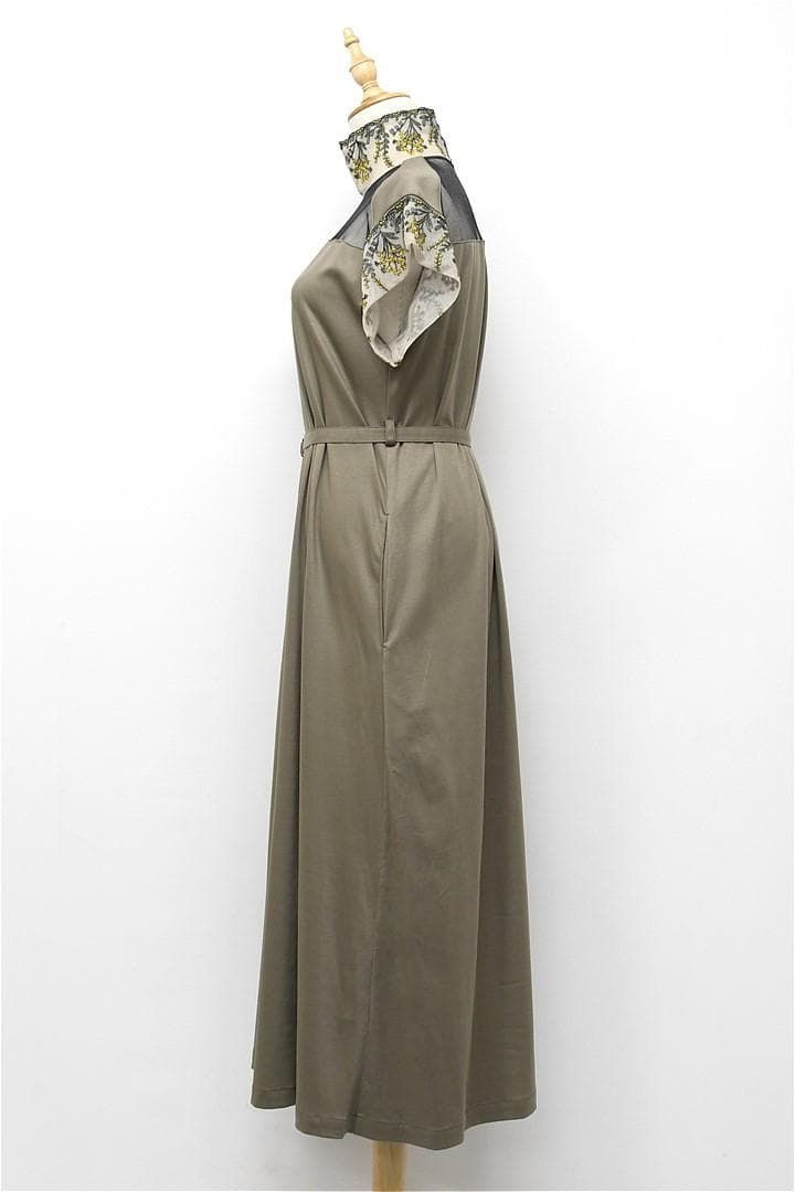 店舗のリピーター率100 ％! D503 LOKITHO エンブロイネックスリーブドレス 花柄 刺繍