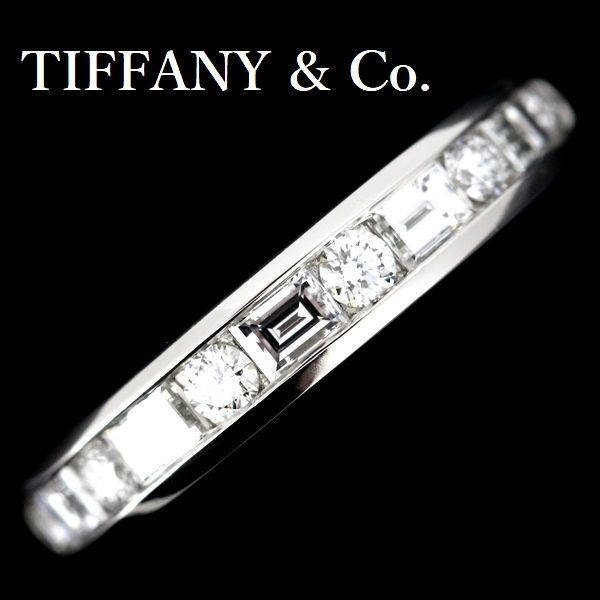 ティファニー ダイヤモンド チャネルセッティング バンド リング Pt950 9号弱 11P