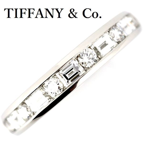 ティファニー ダイヤモンド チャネルセッティング バンド リング Pt950 9号弱 11P