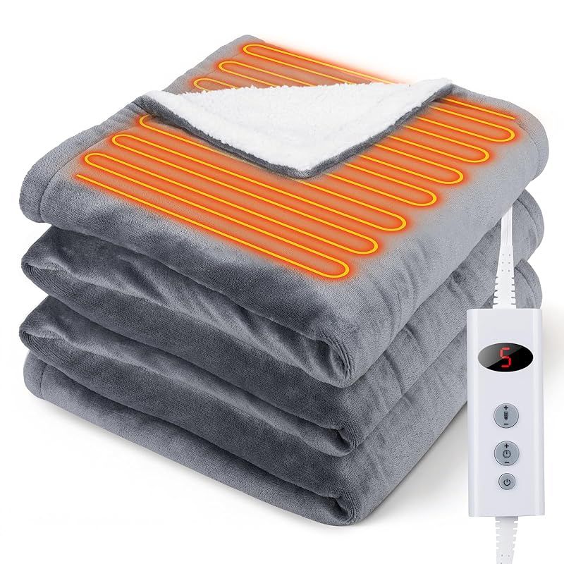 GOHHME 電気毛布 敷き 掛け200×140cm 電気膝掛け ダブルサイズ&2025進化した コントロール& 掛け敷き兼用 節電 10段階温度調節 9段階タイマー設定 電気ブランケット ふわふわ 丸洗い可 5分速暖 膝掛け肩かけ 毛玉なし 過熱保 0