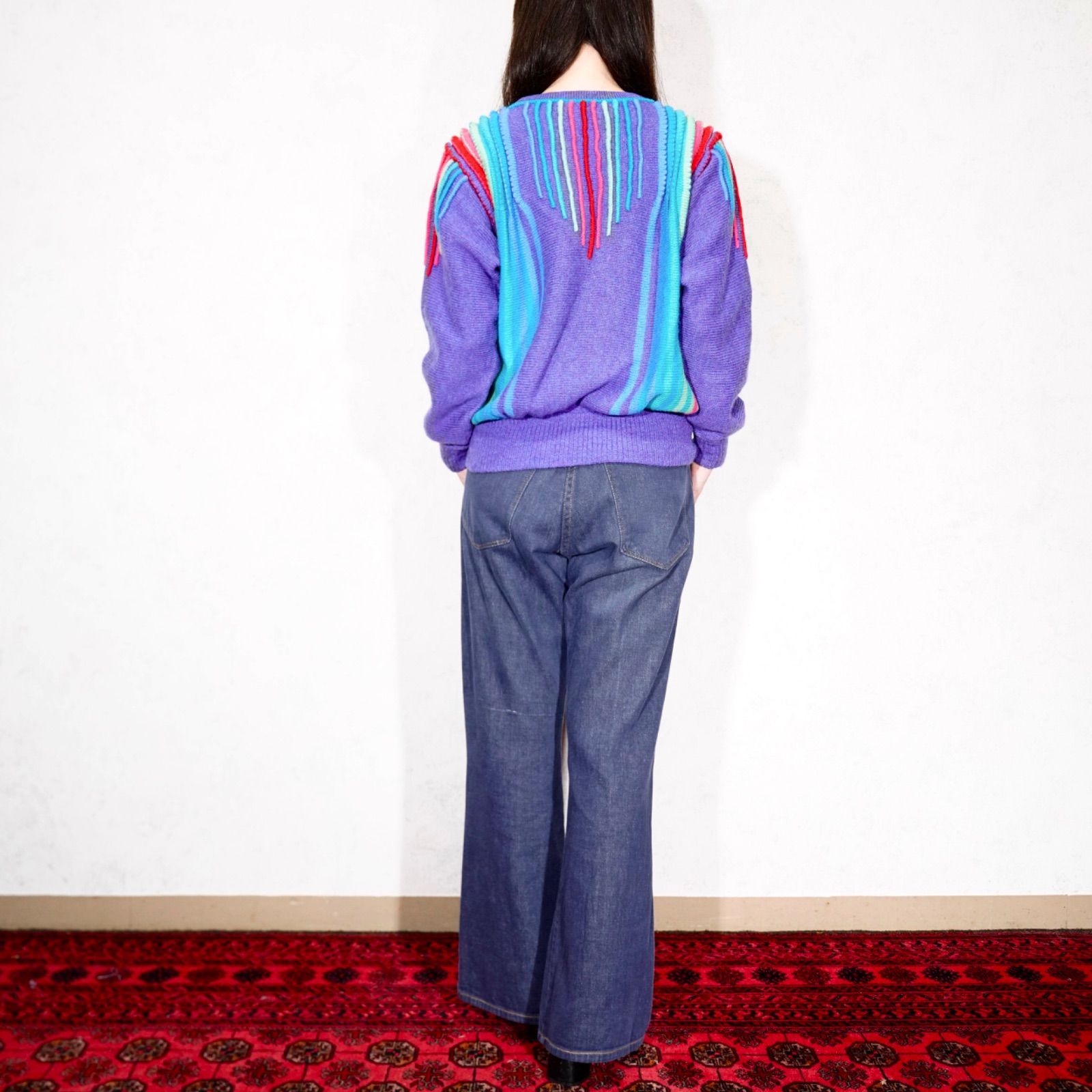 アメリカ古着カラフル3 Dデザインニット