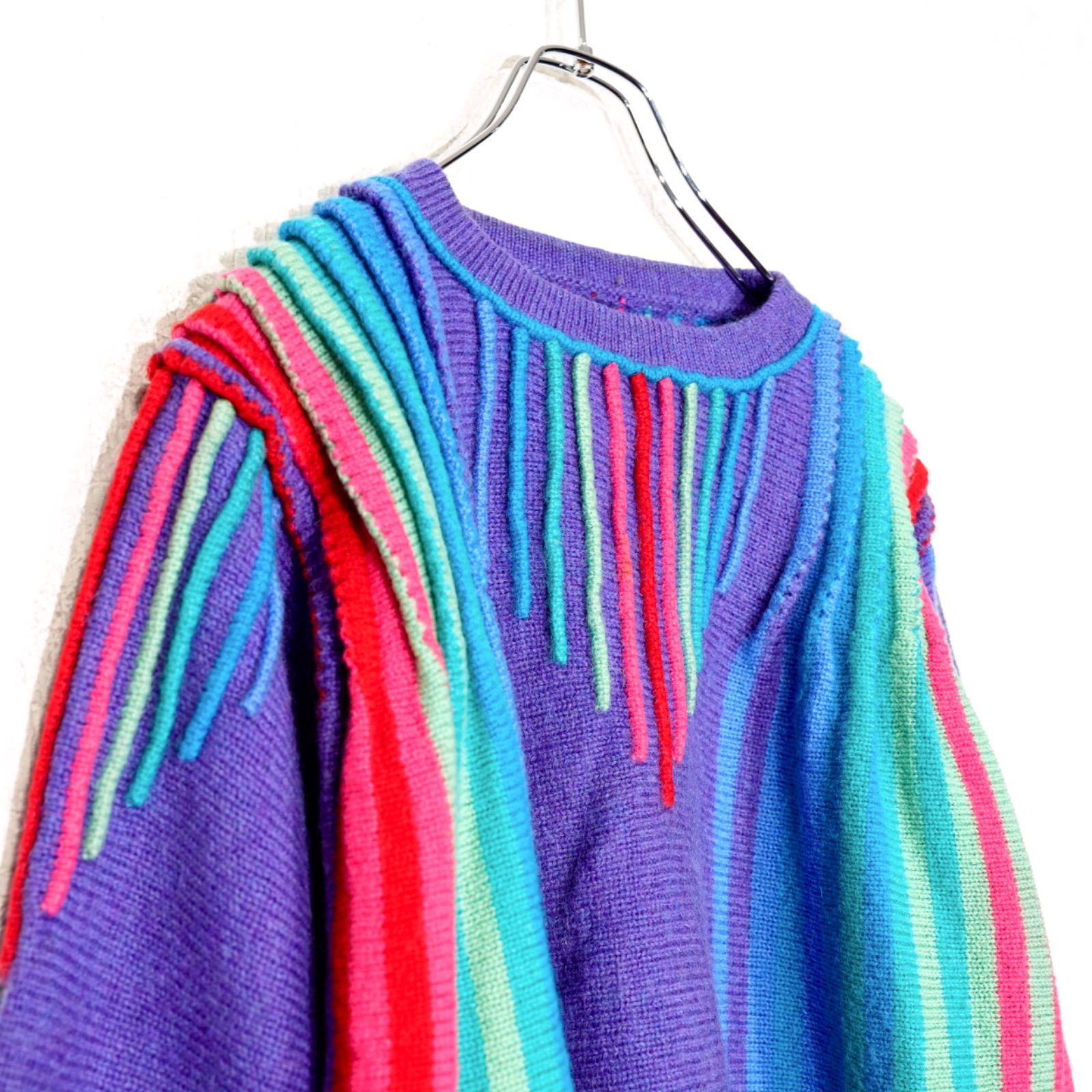  USA VINTAGE 3 D DESIGN KNIT アメリカ古着カラフル3 Dデザインニット 長袖 ニット セーター