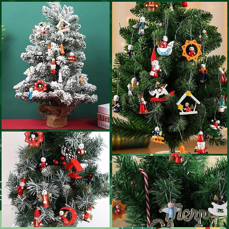 Coollooda 48個 クリスマスミニオーナメント 小さな 木製クリスマス