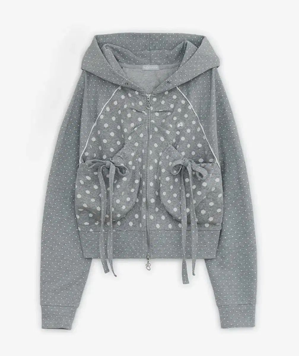 HUG YOUR SKIN ハグユアースキン ドット BIG ポケット フードジップアップ グレー