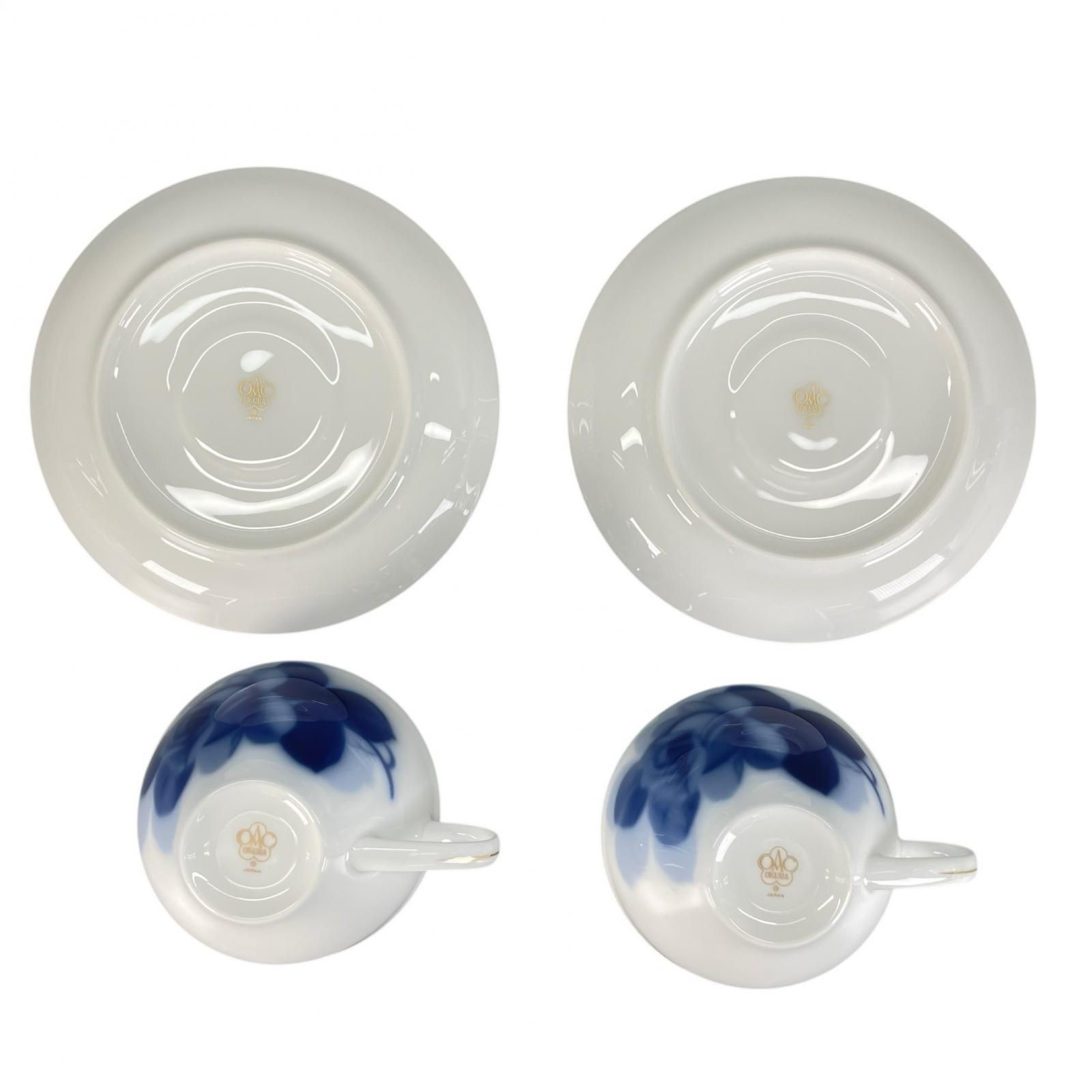  38 989 大倉陶園 8211 30 CR ﾌﾞﾙｰﾛｰｽﾞﾃｨｰ碗皿ペアセット 6115 カップ ソーサー コーヒー ティーカップ