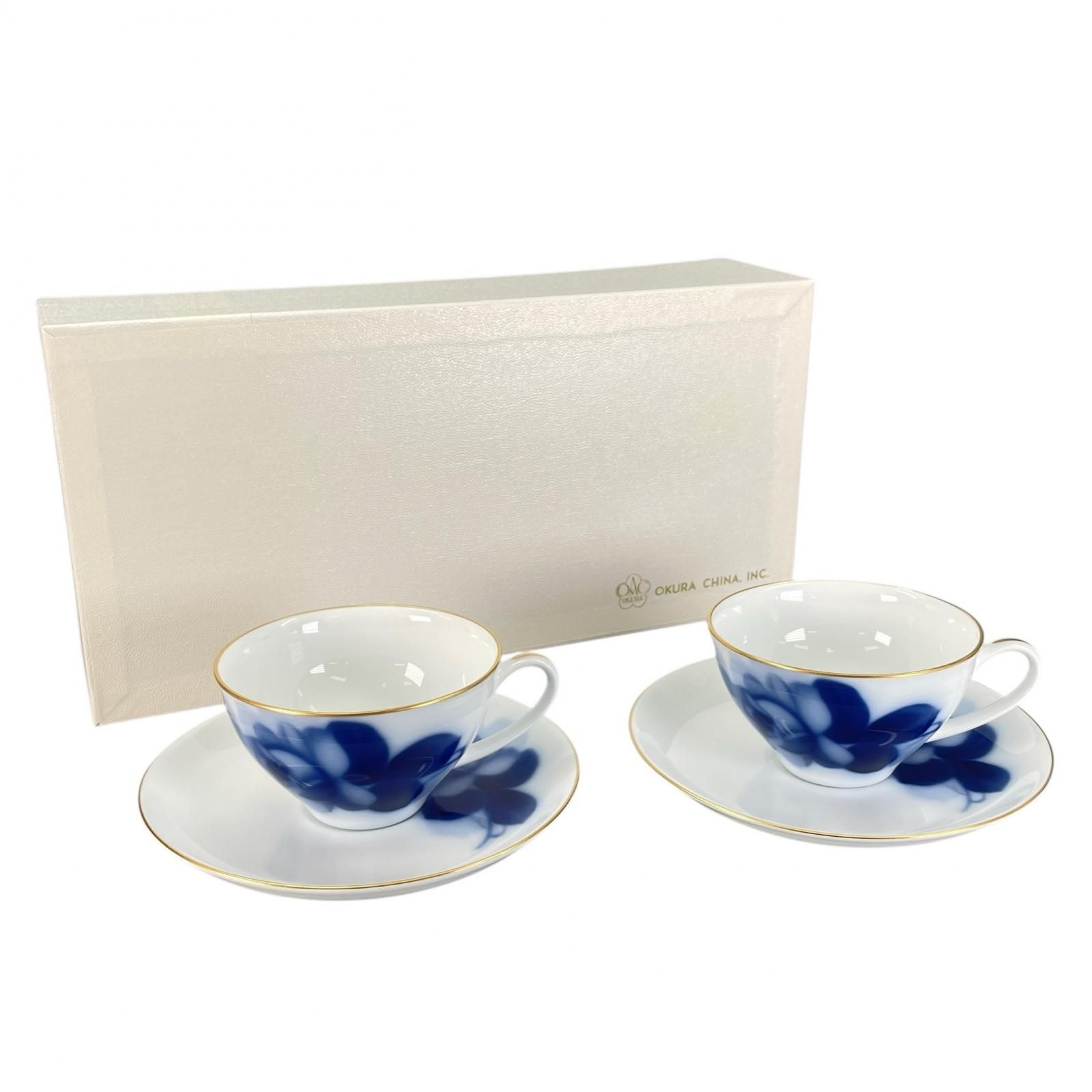 38-989 大倉陶園 8211 30CR ブルーローズティー碗皿ペアセット 8211 30CR 6115