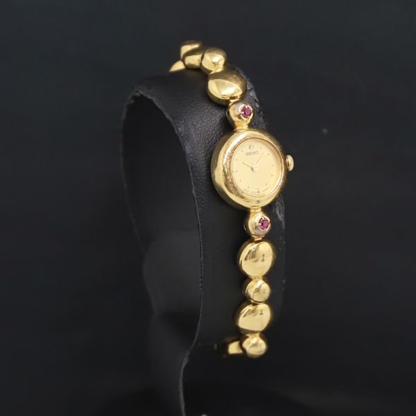 QZ セイコー 1E20-0420 ゴールド文字盤 レディース腕時計