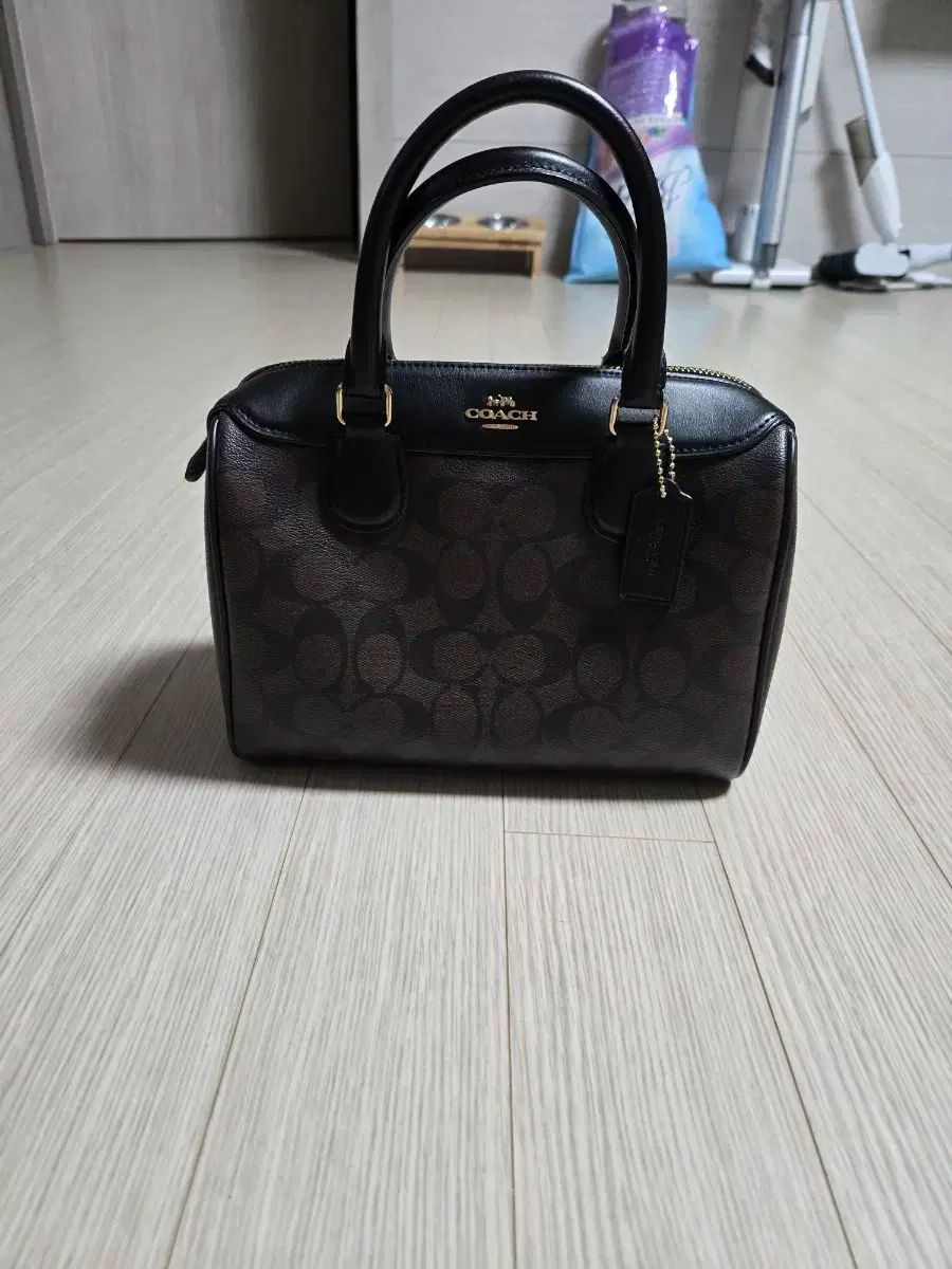 COACH コーチ シグネチャー ミニ ボストンバッグ ブラウン