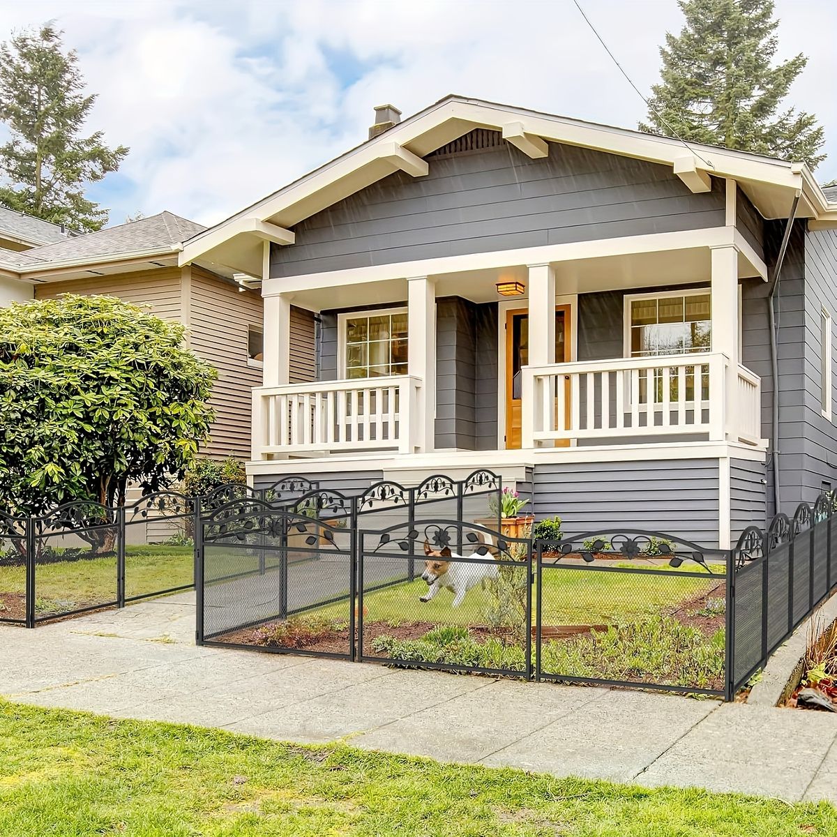 DIYで簡単設置 鉄製ガーデンフェンス 5枚セット 幅80cm 高さ80cm メッシュ ドッグフェンス 犬小屋 花壇 菜園の仕切りに スタイリッシュな黒 動物侵入対策 WWW_GEBZETESISAT_COM_TR