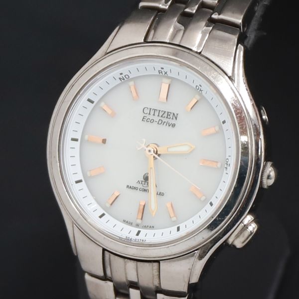 良品 CITIZENシチズン メンズ腕時計アテッサ ホワイト白 箱付き 