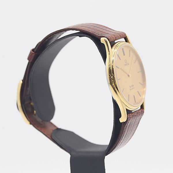 級 稼働 オメガ デビル ゴールド文字盤 QZ プッシュ式 メンズ腕時計 1950300 10 OKT KTU