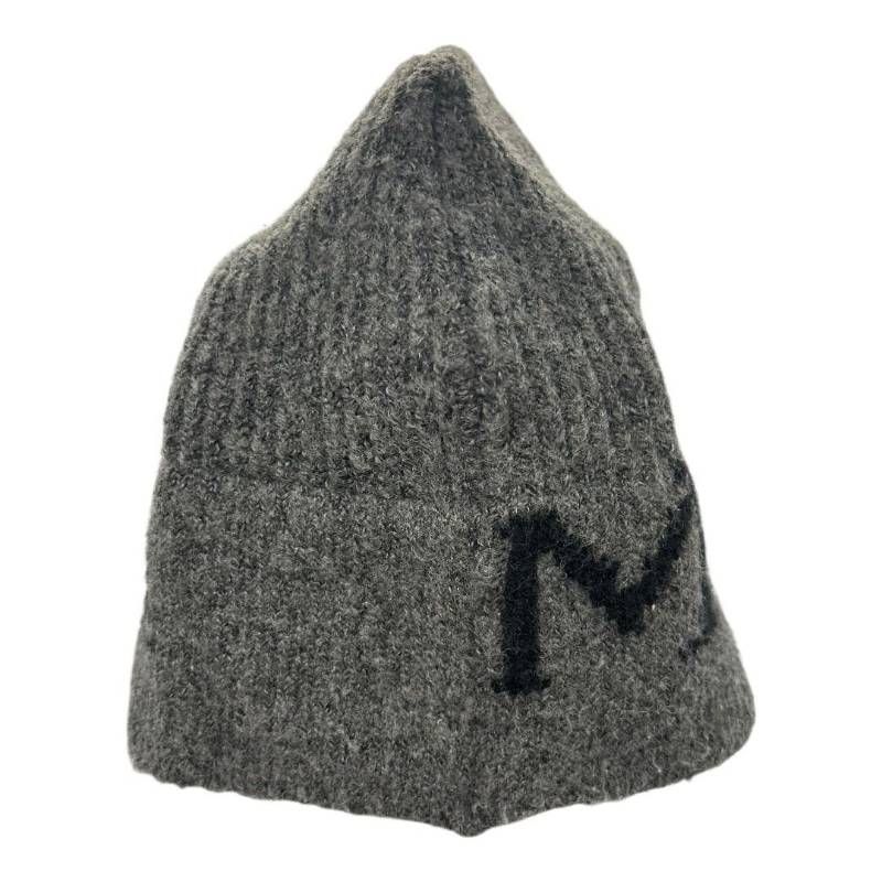 【Matin Kim 】ニット帽　グレー Matin Kim マーティンキム ロゴ入り ニット帽 帽子 ビーニー