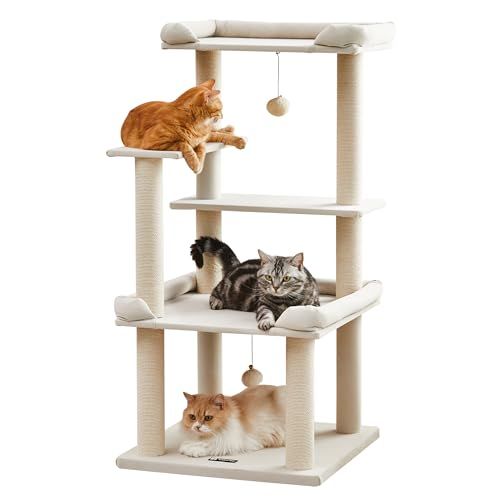 MWPO 猫タワー 新素材 大型猫 シニア猫 据え置き 安定感 多頭飼い 爪とぎ