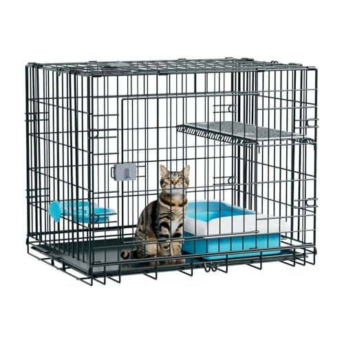 Ksmsem 猫ケージ 可折?ペットケージ 猫・犬・小動物用 旅行＆防災対応