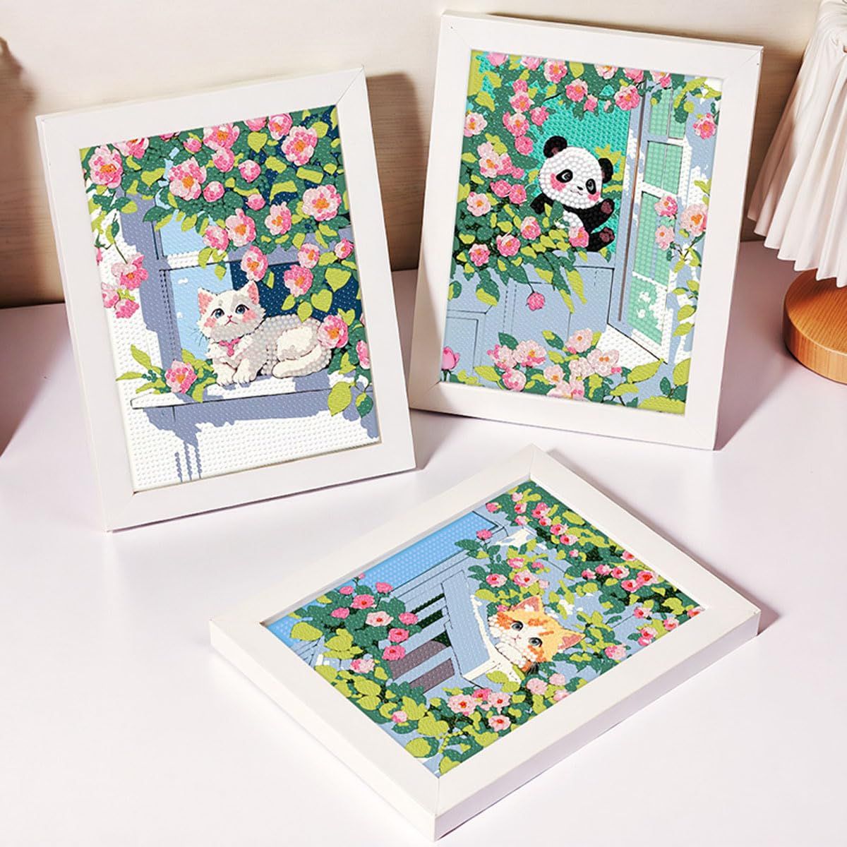 新品 LEADINTOP ダイヤモンドアート 可愛い パンダ 15x20cm 額縁付き