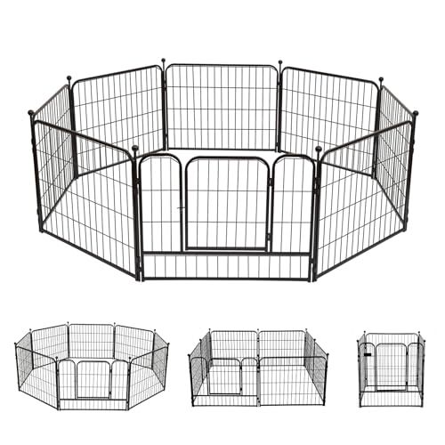 PETTOM 犬 サークル ペットフェンス ペットケージ 犬 ゲージ 犬 サークル折りたたみ サークル 室内 中大型犬用 スチール製 コンパクト 8枚組 高さ80cm 高さ100cm 室内外兼用 折り畳み式 組立簡単 軽量 持ち運び便利 高 b0ccf437